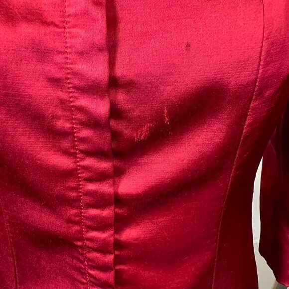 Vintage Tahari petites red satin wool blend 3/4 sleeve blazer skirt set. Sz 6P - Picture 5 of 12